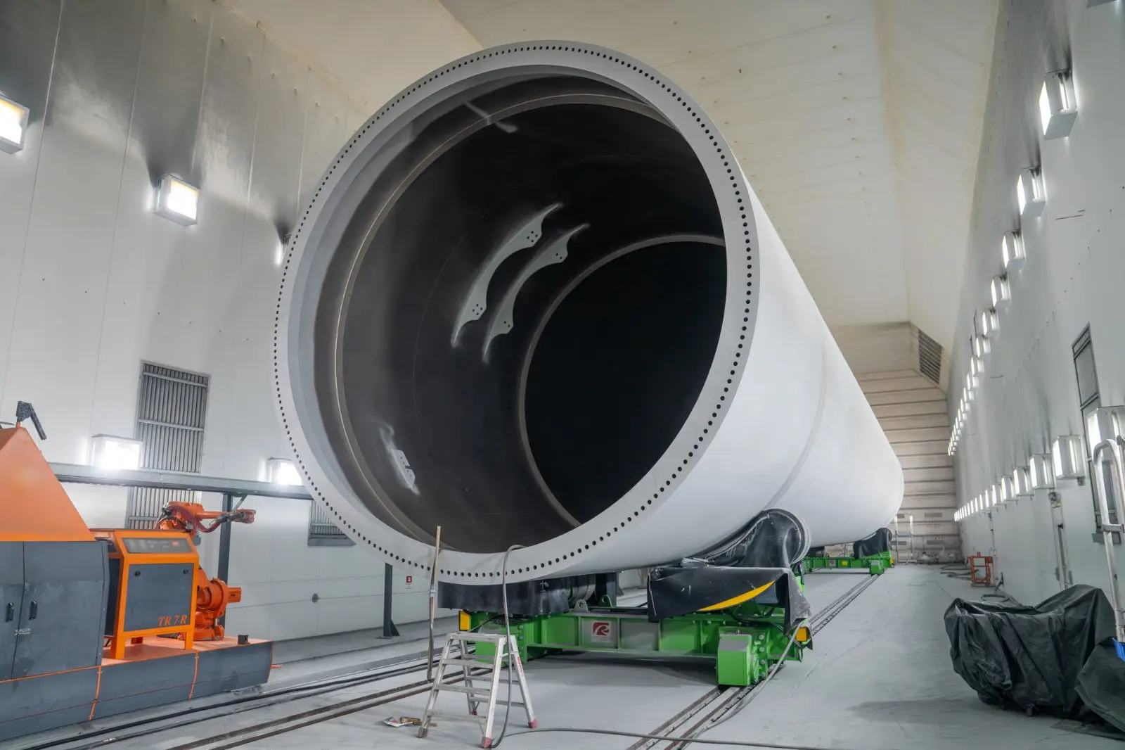 Wind tower segments inside the Baltic Towers hall