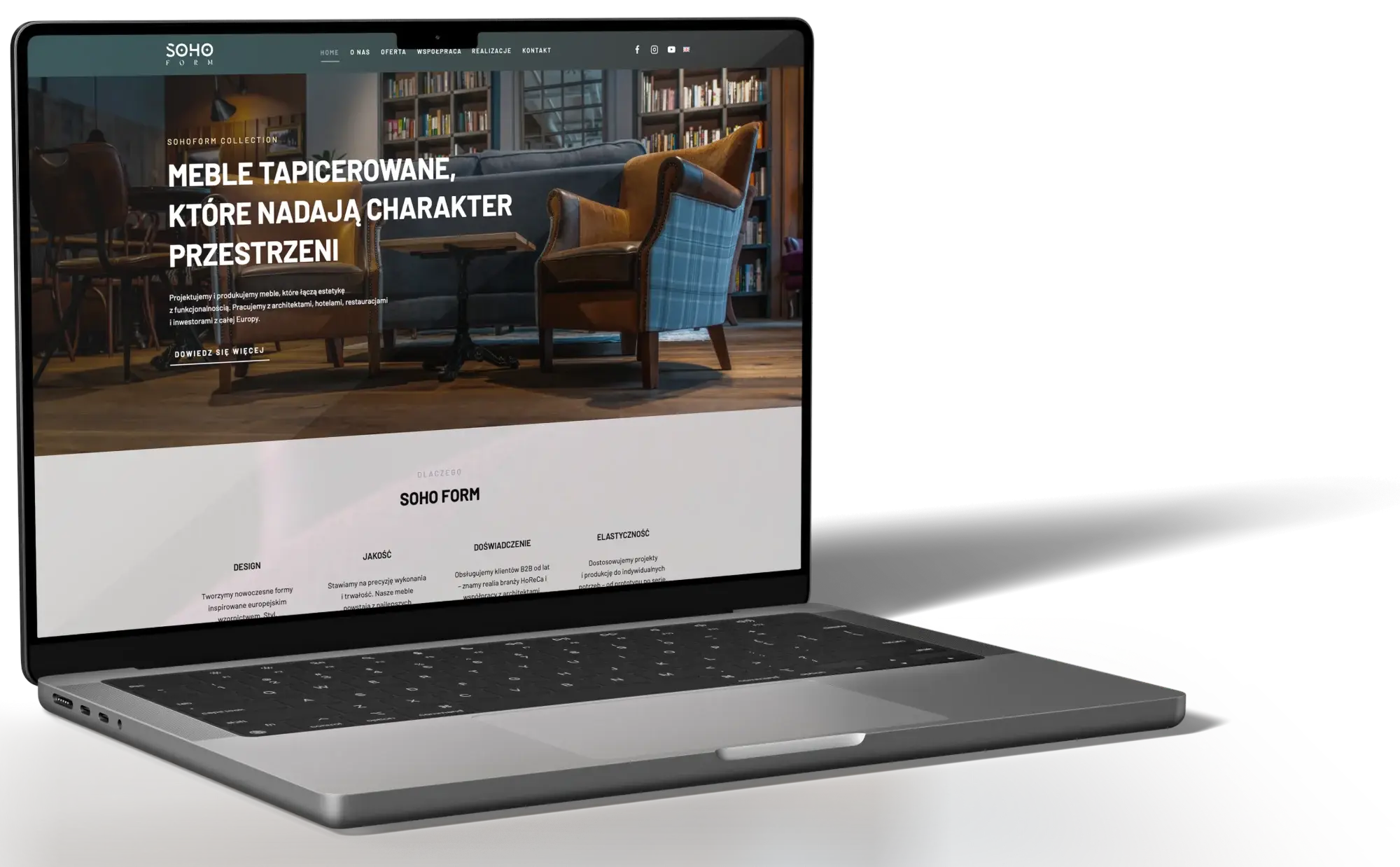 Soho Form website on a laptop screen